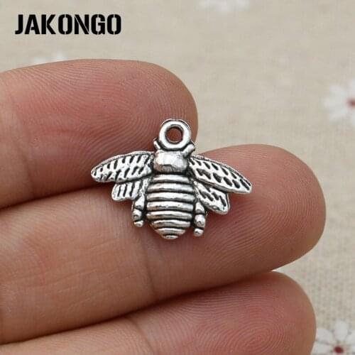 20pcs Antique Silver Plated Bee Charm Pendants for Bracelet Jewelry Accessories Making DIY Handmade 16x21mm