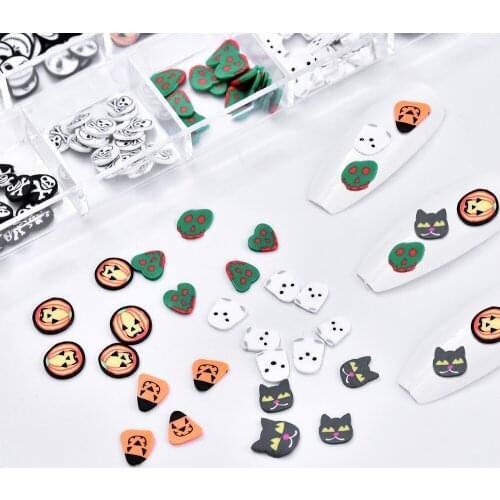 2021 New 12 Grids Skull Head Bat Halloween Manicure Pumpkin Lantern Funny 3D Nail Art Design Phototherapy Nail Decoration