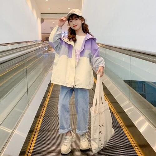 2021 Girls Windbreaker Coat Windproof Jacket Hooded Outwear Spring Autumn Casual Children Clothing 3-12 Years Old HPY207