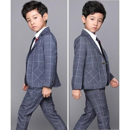 3 Color Formal Boys suit Tuxedos Kids Spring winter Solid boys Wedding Suit Brand Fashion Kids jackets and pants sets 4-12y