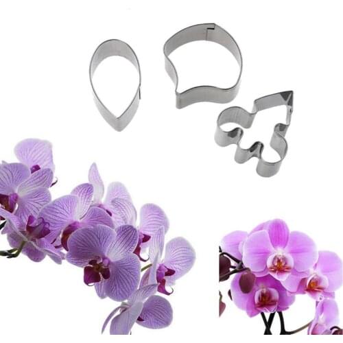 3 pcs/set Butterfly Orchid Stainless Steel Sugarcraft Cutters Set Fondant Cake Cookie Decorating Tools