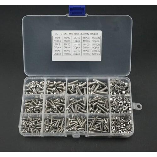 480pcs M2-m4 Screws Set With Storage Box Stainless Steel Hex Socket Head Cap Screw Nut Kit kit ferramentas