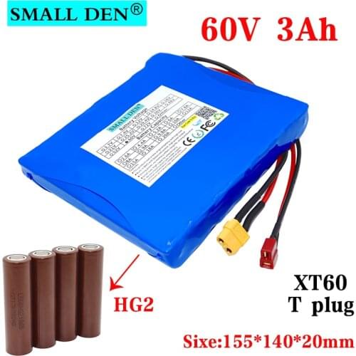 60V 3Ah 18650 li-ion battery pack 16S 180WH HG2 3000mAh Rechargeable battery for self balance scooter electric unicycle with BMS