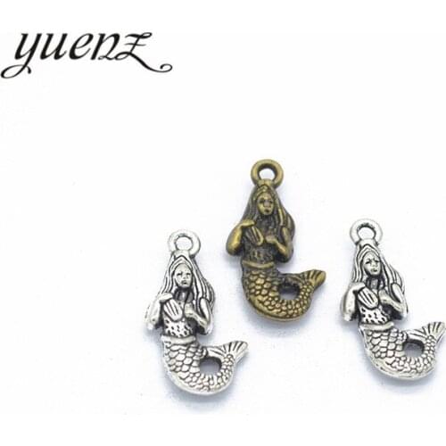 YuenZ 10 pcs 3 color Antique Sliver animal Mermaid Charm fit for Bracelets Necklace DIY Metal Jewelry 22*12mm D727