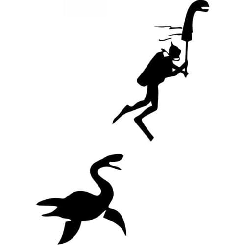 Car Sticker Loch Ness Monster Diver Decorative Pattern Car Sticker PVC Decals Body Parts Waterproof Black/white,17cm*12cm