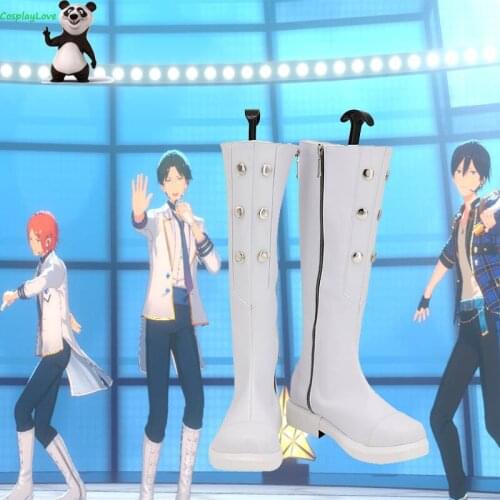 Ensemble Stars Music Akehoshi Subaru White Shoes Cosplay Long Boots Leather Custom Made For Party Christmas Halloween