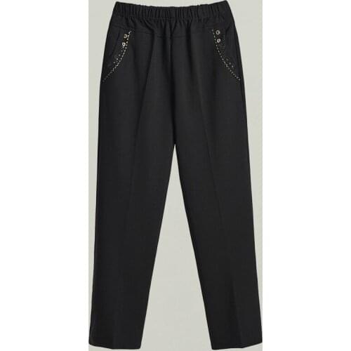Large Size Straight Pants Trousers Middle-aged Women Summer Thin High Elastic Waist Loose Pants Pantalon Mujer