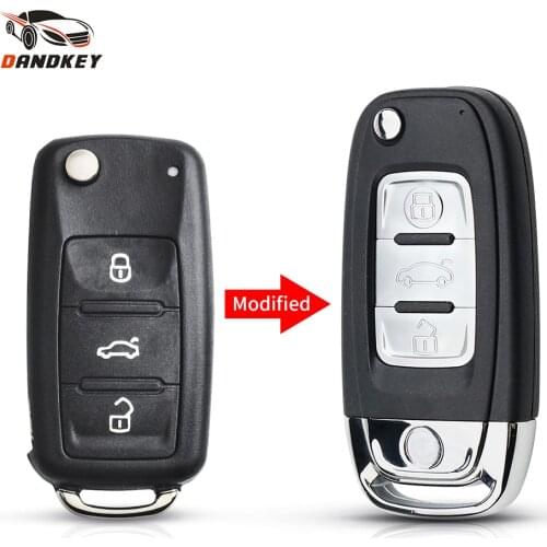 Dandkey 3 Buttons Modified Flip Key Shell HU66 Remote Replacement Case For VW Polo Passat B5 Tiguan Golf VOLKSWAGEN Seat Skoda