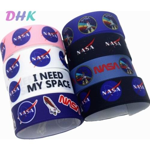 DHK 50yards I Need My Space Na Printed Grosgrain Ribbon Accessory Hairbow Headwear Decoration DIY Wholesale OEM S1522