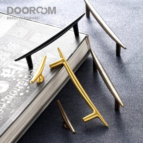 Dooroom Brass Handles Modern Nordic Fresh Long Pulls Cupboard Wardrobe Dresser Cabinet Drawer Cabinet Furniture Knobs Black Gold