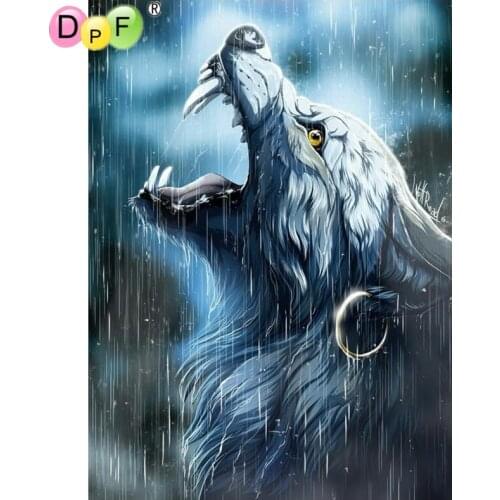 DPF Diamond Embroidery Rain wolf Diamond Painting Cross Stitch Picture Of Rhinestone full Square Diamond Mosaic decor DIY