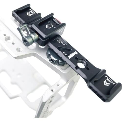 Dual Hot Shoe Mount Extension Bracket Bar Plate Adapter 1/4 Tripod Cold Shoe DSLR Camera Vlog Light Holder Monitor Mic Stand