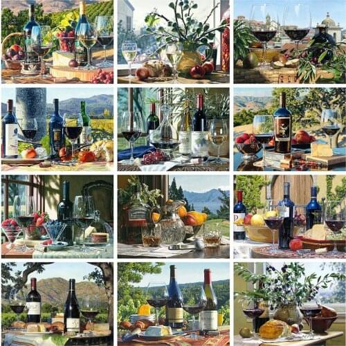 Evershine Full Square Diamond Painting Kits Fruits And Wine Diamond Embroidery Kitchen Decoration Mosaic Rhinestone Pictures Art