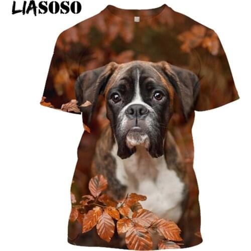 LIASOSO Mens 3D Printed Animal Boxer Dog T-shirt Harajuku Hunting Funny Homme Womens Tee Summer O-neck Short Sleeve Anime Tops