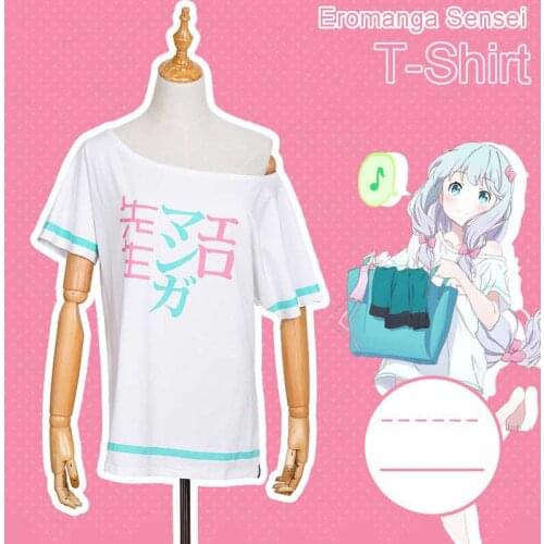 Hot Anime Eromanga Sensei Izumi Sagiri Cosplay Off Shoulder Cotton T-shirt Gift a Pantie Summer Top Tee New 2017
