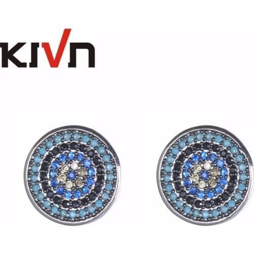 KIVN Fashion Jewelry Turkish Blue eye CZ Cubic Zirconia Womens Girls Stud Wedding Bridal Earrings Gift 10pcs Lots Wholesale