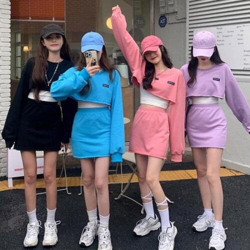 Womens Two Pieces of Sets Streetwear Oversize Short Shirt and Mini Skirt Set Tops And Pants Bottom Suit Summer Two Piece Set