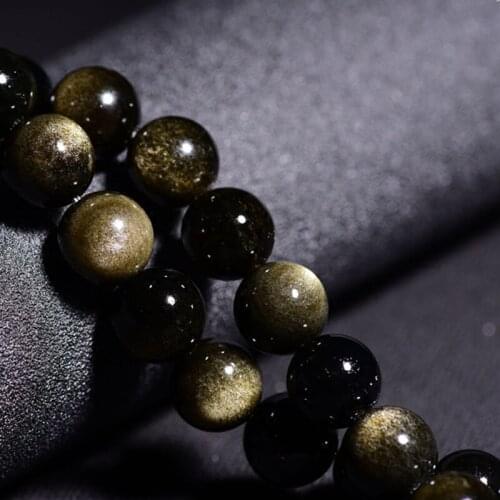2-16mm Round Gold Obsiden Beads Natural Stone Beads For Jewelry Making beads 15'' DIY Beads Bracelets For Women Gift Trinket
