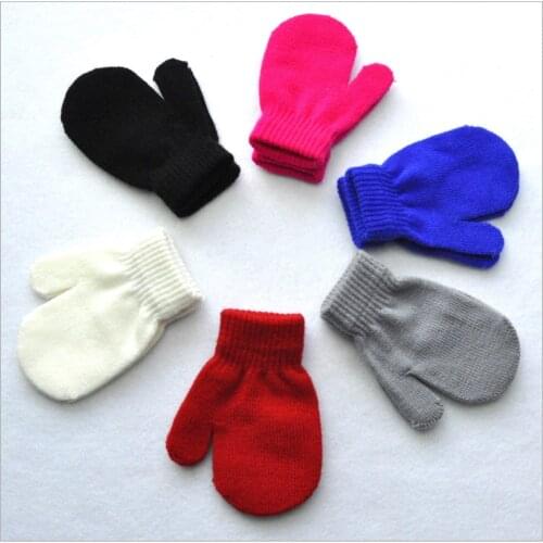 1 Pair Hot Sold Fashion New Autumn Winter Toddler Kids Boy Girls Cute Soft Knitting Mittens Warm Gloves Solid Color Mittens