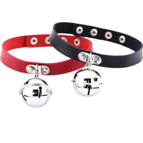 Hot Selling Multi-color Bell Charms Choker Necklace Goth Leather Choker Collar Jewelry For Woman Girls Gift