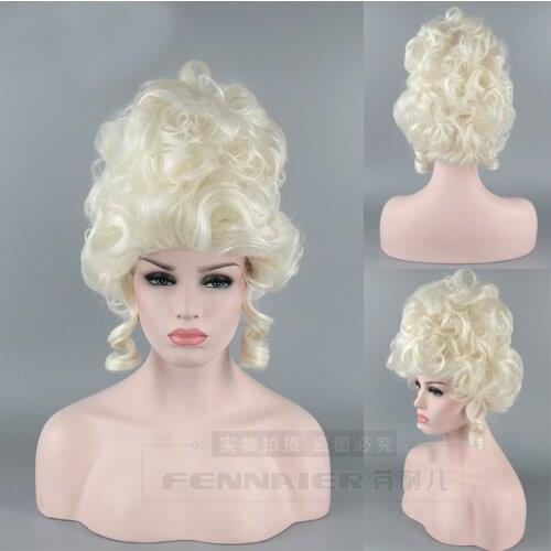 Marie Antoinette Princess Medium Curly Synthetic Hair Cosplay Wigs + Free Wig Cap