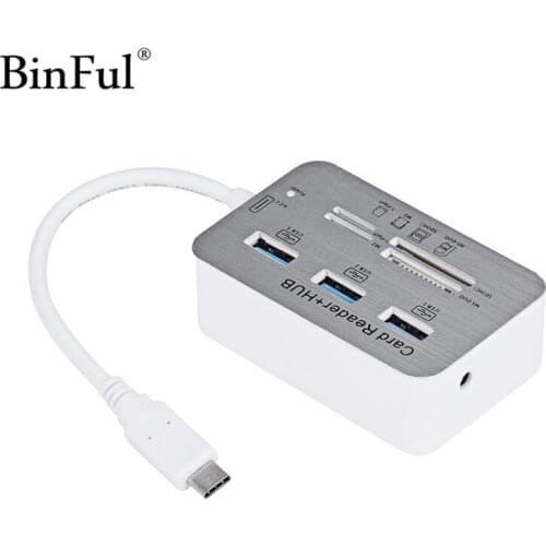 BinFul USB HUB 3.0 7-in-1 For MacBook Multifunction USB-C Hub With Type-C 3 Ports SD/TF Card Reader USB 3.1 Adapter USB-C HUB