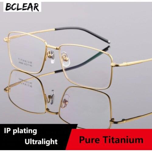 BCLEAR 2018 Fashion Men Glasses Frame Male Eyeglasses Frame Vintage Square Clear Lens Glasses Optical Spectacle Frames Tiatnium