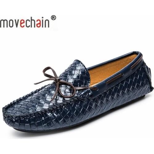 Movechain Fashion Mens Driving Moccasins Mens Woven Grain Leather Casual Tassels Loafers Shoes Man Trendy Party Wedding Flats