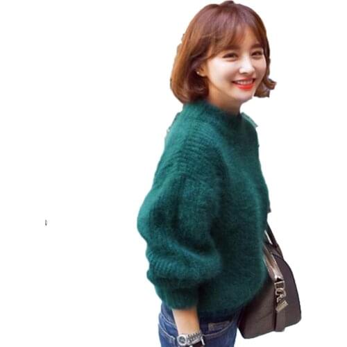 Mohair warm winter women sweaters 2018 fashion new turtleneck winter pullover casual Lantern sleeve ladies sweater,LB2615