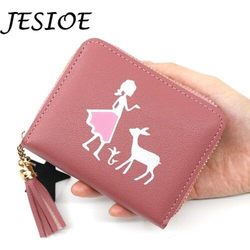 Cartoon Leather Women Purse Pocket Ladies Tassel Clutch Wallet Women Short Card Holder Cute Girls Wallet Cartera Mujer Coin Bag