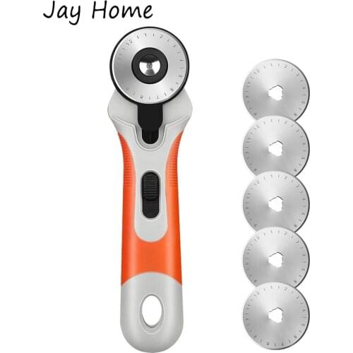 45mm Rotary Cutter Set with 5Pcs Replacement Blades for Sewing Clothes Cutting DIY Patchwork Rotary Fabric Cutter Crafting Tools