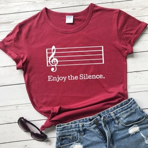 Enjoy The Silence T-shirt Harajuku Unisex Graphic Music Note Top Tee Shirt Funny Hipster Women Slogan Summer Cotton Tshirt Femme