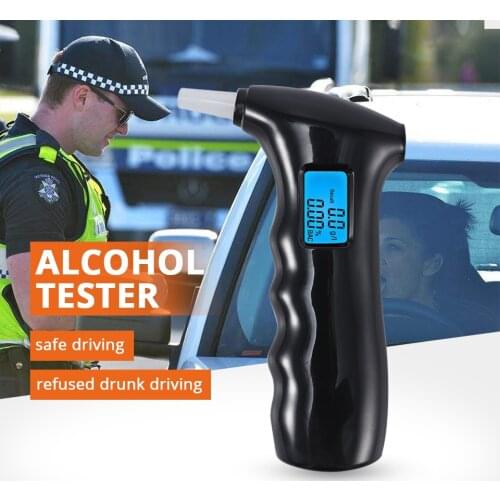 2020 New Digital LCD Alcohol Tester Detector Breathalyzer Quick Response Alcotester with 5 Mouthpieces for Police