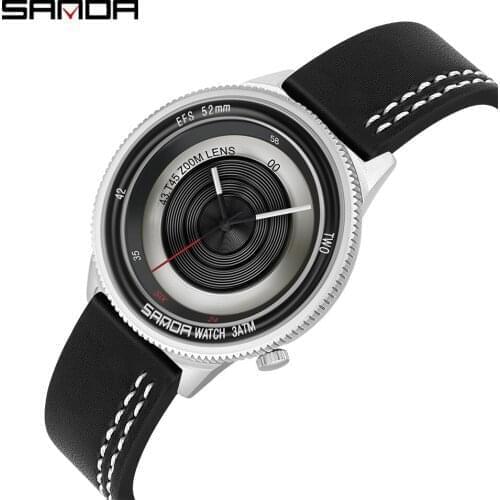 2020 New Camera Shape Sanda Men Watch Fashion Dress Quartz Watches Waterproof Leather Strap Relogio Masculino Drop Shipping