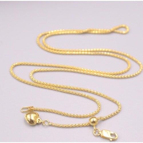 Real 18K Yellow Gold Necklace Womens Female Popcorn Chain 1.1mm Female 50cm/20inch Gift Neckalce Jewellery Heart Chain