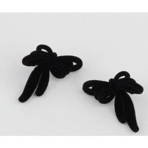 Multicolor Flocked Velvet Bow Stud Earrings Simple Vintage Hepburn Earrings for Women Girls Jewelry Gifts 40662