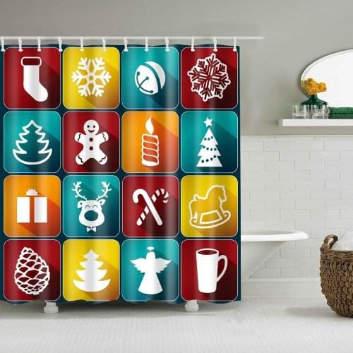 Christmas Decoration Christmas gifts Shower Curtain Washable Eco-friendly Waterproof Curtain With Plastic Hook B1024