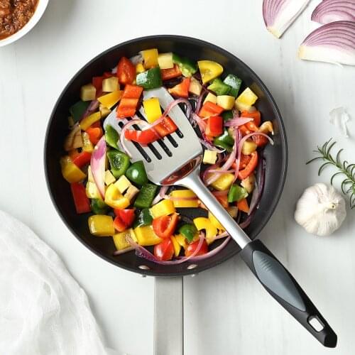 Seacreating Stainless Steel Slotted Spatula Turner with Vacuum Ergonomic Handle Comfortable Grip Design for Kitchen