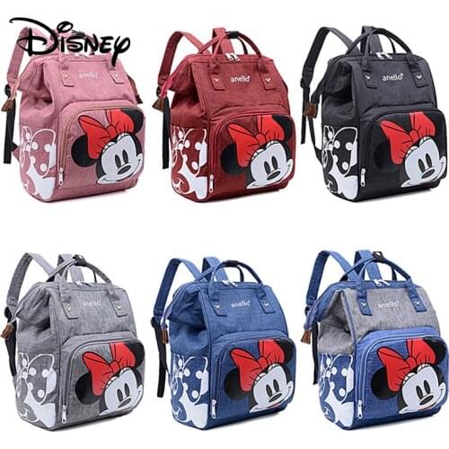 Disney Diaper Bag for Moms Original Disney Large Capacity Backpack Minnie Mouse Baby Bag Maternity Baby Care Nappy Bag Travel