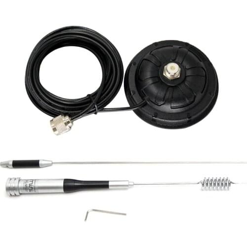 TC-110M CB/VHF/UHF/HF Ham Radio Antenna Magnet Mount SO-239 Connection Style with 5M(16.4Ft) RG58 Coaxial Cable PL-259