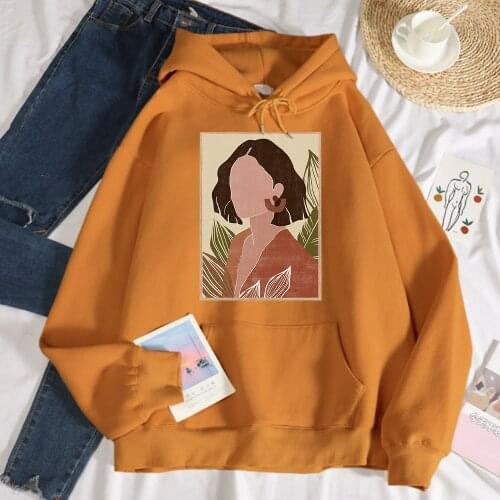 Fashion Art Womens Portrait Print Sweatshirt Women hip hop Fleece Hooded Autumn Fashion Hoodies Harajuku fur-liner Male Tops