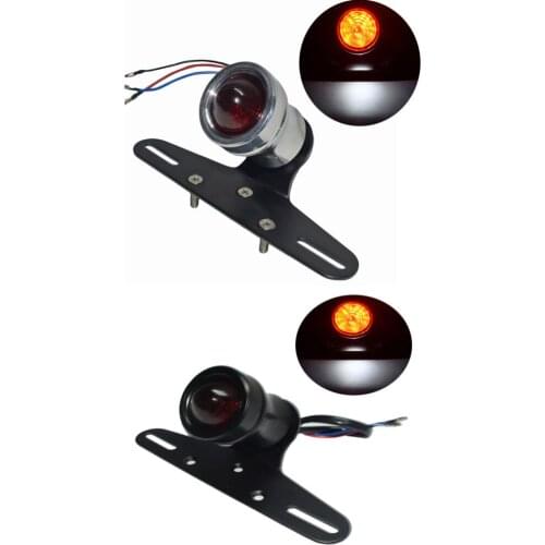 Universal Motorcycle Motorcycle LED Brake Tail Light Turn Signal License Plate Black for Harley Bobber Honda Yamaha Kawasaki BMW