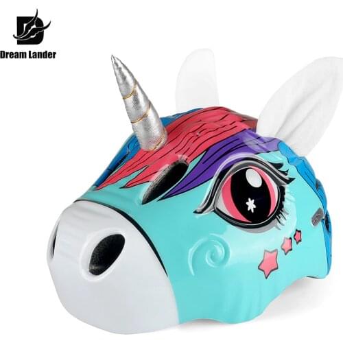 KID’S BIKE HELMET 3D unicorn Bicycle Skate Helmet with Taillight Creative Toddler Bike Helmet