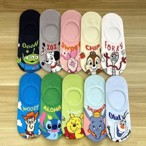 Disney Girl Cute Cartoon Minnie Mickey Cotton Socks New Fashion Soft Cotton Short socks 1Pair 35-40