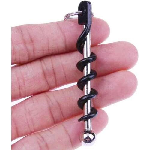 1Pcs Bottle Opener Outdoor Mini EDC Cork Screw Red Wine Bottle Opener Keyring Tool Multi-functional Camping Equipment Tool