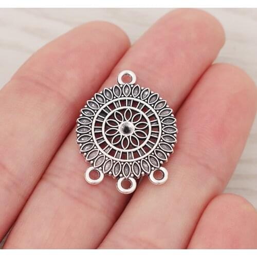 10 x Tibetan Silver Bohemian Boho Earring Connector Charms Pendants for DIY Jewelry Making Findings 27x21mm