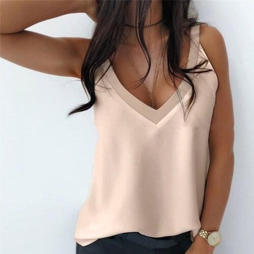 2020 Summer Sexy V-Neck Sleeveless Blouse Shirt Women Elegant Solid Loose Hollow Out Tops New Lady Off Shoulder Plus Size Blusa