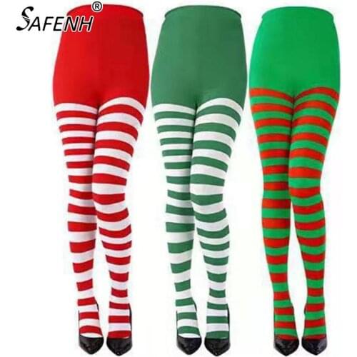 2020 Women Striped Holiday Tights Opaque Microfiber Stockings Nylon Footed Pantyhose