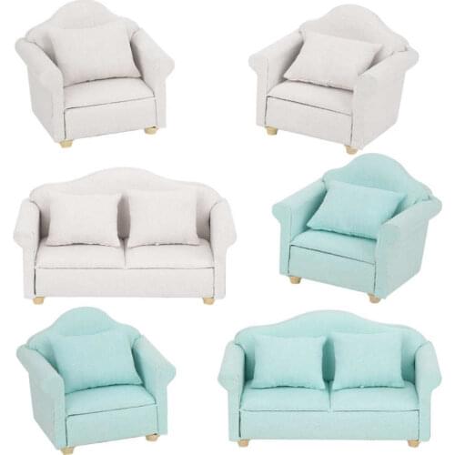 3Pcs/lot 1:12 Mini Doll House Plaid Sofa Cushion Set Accessory Dollhouse Room Furniture Toy for Children Kids Gift Sofa Set