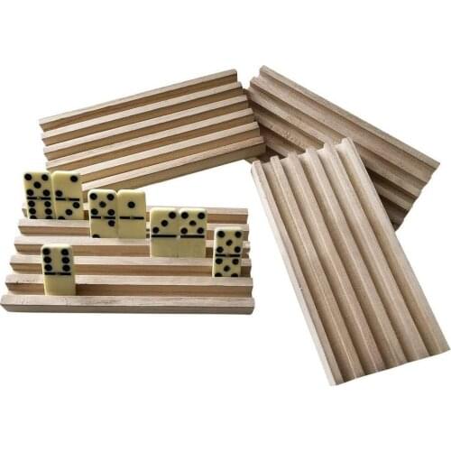 4PCS/Set Domino Racks Premium Domino Wooden Trays Holders For Chicken Foot Mexican Train And Domino Games